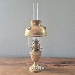 Antique Oil Lamp Brass Kerosene Light Star of David