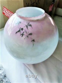 Antique Oil Lamp Consolidated Pink Floral GWTW