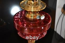 Antique Oil Lamp Cranberry Font Beehive Shade Young Duplex
