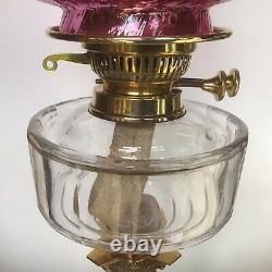 Antique Oil Lamp Cranberry Glass Shade Crystal Font Duplex Banquet Oil Lamp 80cm