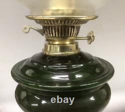 Antique Oil Lamp Duplex Burner Green Glass Font Antique Satin Glass Lamp Shade