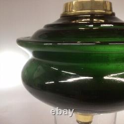 Antique Oil Lamp Duplex Burner Green Glass Font Antique Satin Glass Lamp Shade