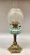 Antique Oil Lamp Duplex Burner Victorian Acid Etched Beehive Glass Shade