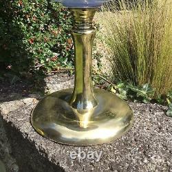 Antique Oil Lamp Enamelled Glass Font Duplex Burner Milk Glass Globe Shade