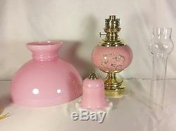 Antique Oil Lamp French Chandelier Victorian Hanging Ornate Pink Opaline Shade