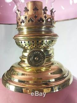 Antique Oil Lamp French Chandelier Victorian Hanging Ornate Pink Opaline Shade