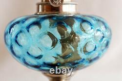 Antique Oil Lamp French blue glass Victorian