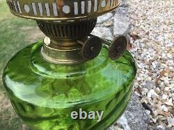 Antique Oil Lamp Green Glass Font Duplex Burner Glibe Shaped Oil Lamp Shade