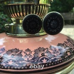 Antique Oil Lamp Hinks Burner Wedgwood Black Transfer Ware
