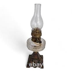 Antique Oil Lamp Hinks Patent Glass Cast Iron Base Victorian