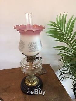 Antique Oil Lamp Including Etched Glass From The Albion Lamp Company