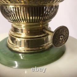 Antique Oil Lamp Painted Custard Glass Font Matador Brenner Burner