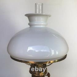 Antique Oil Lamp Rise & Fall Kronos Burner Embossed Glass Font Sherwood Base
