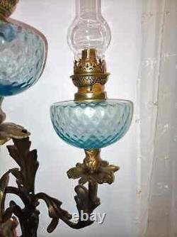 Antique Oil Lamp, Victorian Baroque, sculptural bronze, luxury decor, unique