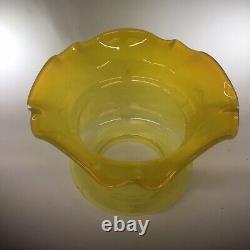 Antique Oil Lamp Yellow Glass Oil Lamp Shade Painted Glass Font Duplex Burner