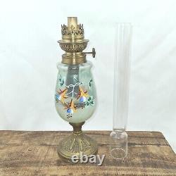 Antique Oil Lamp kerosene paraffin light French enamel handpainted wick burner