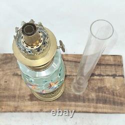 Antique Oil Lamp kerosene paraffin light French enamel handpainted wick burner