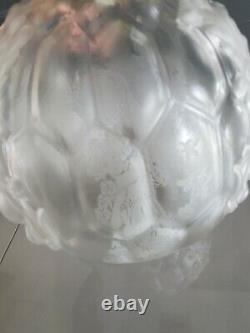 Antique Oil Parlor Banquet Floor Lamp Shade Ball Globe B + H Bradley Hubbard