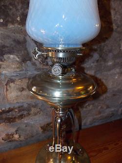 Antique Oil lamp Hinks No. 2 Copper & brass Arts & Crafts with Vaseline shade
