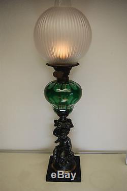 Antique Old Boston Sandwich Glass Eapg Oil Kerosene Banquet Victorian Gwtw Lamp