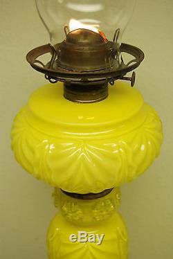 Antique Old Oil Kerosene Fostoria Glass Victorian Lighting Banquet Gwtw Lamp