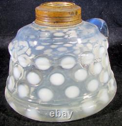 Antique Opalescent Coin Spot Glass Ringed Kerosene Oil Flat Hand / Finger Lamp