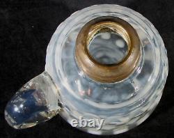Antique Opalescent Coin Spot Glass Ringed Kerosene Oil Flat Hand / Finger Lamp