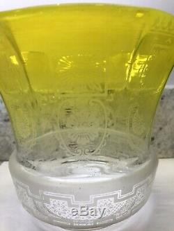 Antique Original Yellow Lemon Acid Etched Duplex Oil Lamp Shade 4