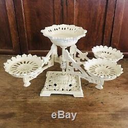 Antique Ornate Cast Wrought Iron Plant Stand Swing Arms Victorian Oil Lamp Japan