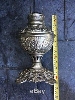 Antique Ornate Victorian 1800's Aladin Silver Lamp Kerosene Oil No. 180