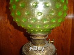 Antique Ornate Victorian Bradley & Hubbard Gilt Spelter Metal Fluid Oil Lamp