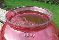 Antique PRACHT BRENNER 25' Oil Lamp Heater, Cranberry/Ruby Shade with Chimney