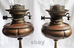 Antique Pair Of Arts & Crafts Oil Lamps Hinks & Son Paraffin Kerosene Lamps
