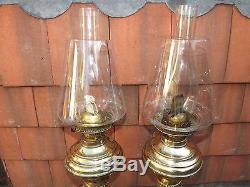 Antique Pair Of Victorian Oil Lamps With Horn Bases