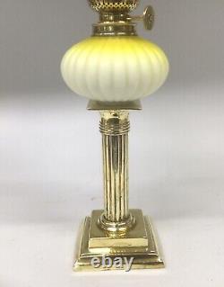 Antique Peg Oil Lamp Acid Yellow Font Gaudard Burner Opaque Shade