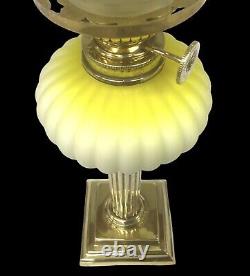 Antique Peg Oil Lamp Acid Yellow Font Gaudard Burner Opaque Shade