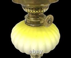 Antique Peg Oil Lamp Acid Yellow Font Gaudard Burner Opaque Shade