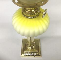 Antique Peg Oil Lamp Acid Yellow Font Gaudard Burner Opaque Shade