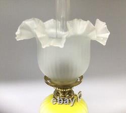 Antique Peg Oil Lamp Acid Yellow Font Gaudard Burner Opaque Shade