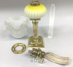 Antique Peg Oil Lamp Acid Yellow Font Gaudard Burner Opaque Shade