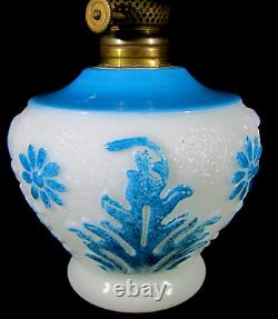 Antique Petite Oil / Kerosene GWTW Lamp Turquoise Leaf Motif Smith Bk 1, Fig 272