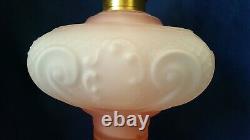 Antique Princess Feather Gone With The Wind Oil Kerosene Lamp Satin Pink