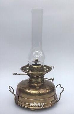 Antique Pulpit Room Heater Oil Lamp Brass And Cranberry Glass Honeycomb Shade. A