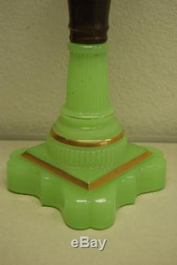 Antique Sandwich Glass Oil Old Parlor Kerosene Apple Green Eapg American Lamp