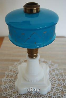 Antique Sandwich Old Atterbury Oil Kerosene Eapg American Patterned Glass Lamp