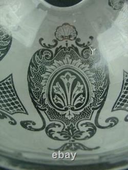 Antique Satin Etched Glass Globe Duplex Oil Lamp Shade Art Nouveau Design