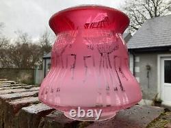 Antique Scottish Cranberry glass oil lamp shade, SALE IS FOR THE SHADE ONLY