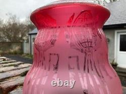 Antique Scottish Cranberry glass oil lamp shade, SALE IS FOR THE SHADE ONLY