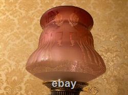 Antique Scottish Cranberry glass oil lamp shade, SALE IS FOR THE SHADE ONLY