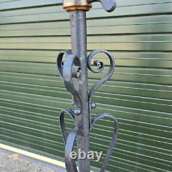 Antique Scrolled Ornate Wrought Iron Oil Lamp Standard Lamp Base 139cm tall